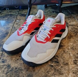 Adidas Mens CourtJam Control  Black/Red/ White Lace-Up Sneaker Shoes Size 9.5